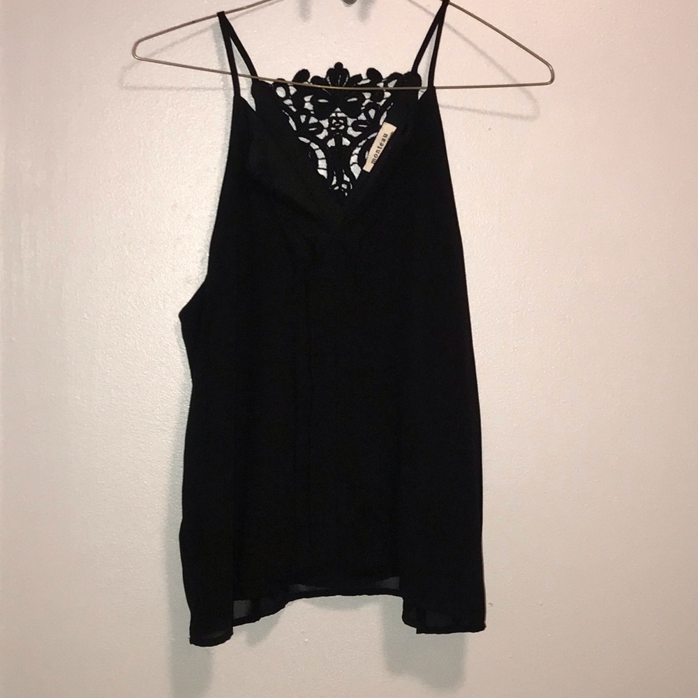 Black lace back tank